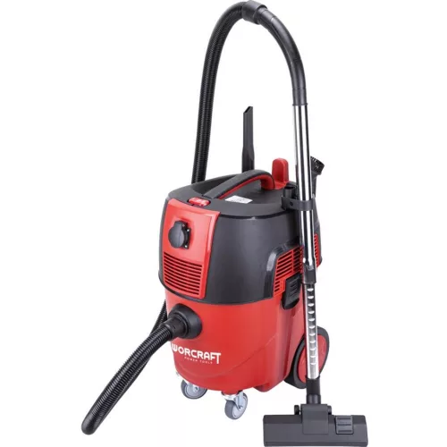 Ipari száraz-nedves porszívó, Worcraft VC16-30S, piros/fekete, 1600 W, 21 kPa, tartály: 30 l, 2 m szívótömlő, rozsdamentes acél tartály