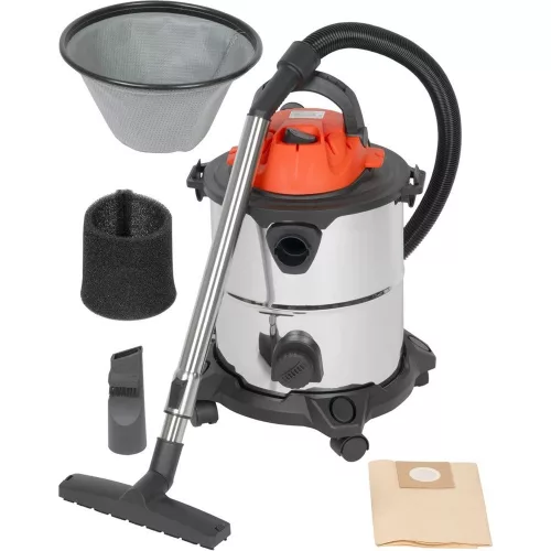 Ipari száraz-nedves porszívó, Strend Pro MWD192, ezüst/fekete, 1200 W, 18 kPa, tartály: 20 l, 1,5 m szívótömlő, rozsdamentes acél tartály