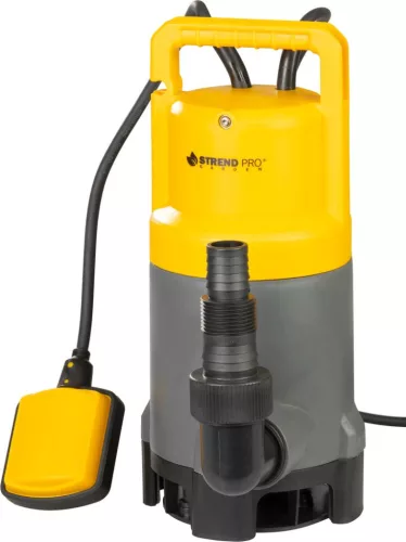 Elektromos iszapszivattyú, Strend Pro Garden NSPW750-B, sárga/szürke, 750 W, 10 m kábel, maximális emelőmagasság: 8 m, 233 l/perc, szennyvízhez, úszókapcsolós, 35 mm szemcseméretig