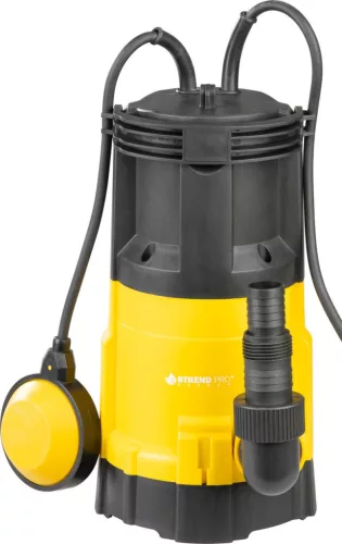 Elektromos iszapszivattyú, Strend Pro Garden NSP3D750-K, sárga/fekete, 750 W, 10 m kábel, maximális emelőmagasság: 8 m, 233 l/perc, szennyvízhez, úszókapcsolós, 30 mm szemcseméretig