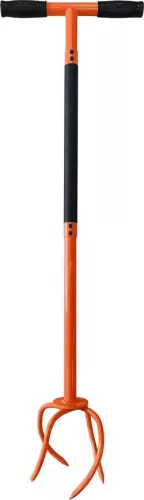 Gyepszellőztető, Strend Pro Garden, narancssárga/fekete, 4 db ívelt késsel, levegőztetésre, talajfilc eltávolításra, kézi