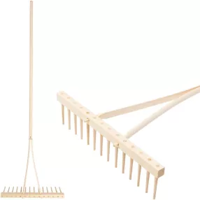   Kerti gereblye, Strend Pro Garden, 14 fogú, fa fej, fa nyél, 48,5 cm munkaszélesség, 160,5 cm nyél