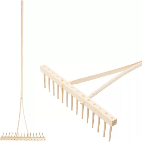 Kerti gereblye, Strend Pro Garden, 14 fogú, fa fej, fa nyél, 48,5 cm munkaszélesség, 160,5 cm nyél