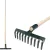 Kerti gereblye, Strend Pro Garden, fekete, 10 fogú, acél fej, fa nyél, 24,5 cm munkaszélesség, 160 cm nyél
