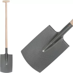  Ásó, Strend Pro Garden S592.WH, egyenes fej, sötétszürke, acél fej, fa nyél, T markolat