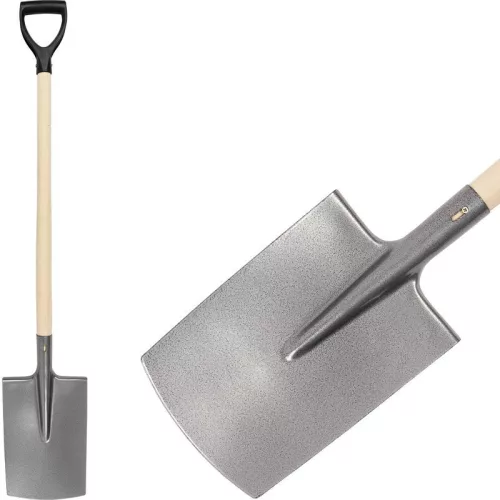 Ásó, Strend Pro Garden S592.WH, egyenes fej, szürke, acél fej, fa nyél, D markolat
