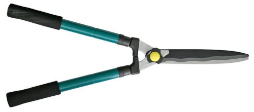 Sövényvágó olló, Strend Pro Garden KT3931A, zöld/fekete, 66–84 cm, acél nyél, hullámos acél penge, teleszkópos