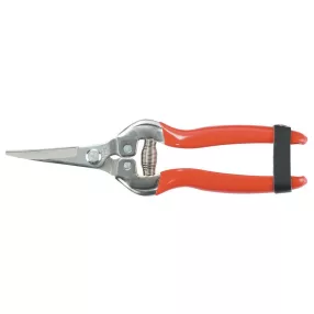   Gyümölcsvágó olló, Strend Pro Premium 803AS, narancssárga, 185 mm, acél test, acél penge, PVC bevonat, hajlított, gyümölcs- és zöldségbetakarításhoz, maximum 5 mm átmérő