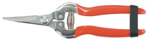 Gyümölcsvágó olló, Strend Pro Premium 803AS, narancssárga, 185 mm, acél test, acél penge, PVC bevonat, hajlított, gyümölcs- és zöldségbetakarításhoz, maximum 5 mm átmérő