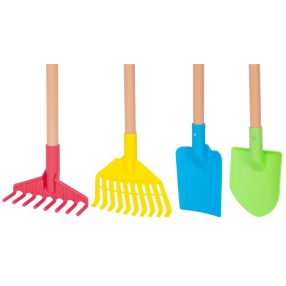   Gyerek kerti szerszámkészlet, Strend Pro Herrison GS406, 4 db, 2 ásó, 2 gereblye, műanyag
