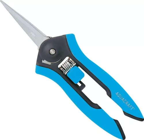 Gyümölcsvágó olló, Aquacraft 330980, kék, 165 mm, műanyag test, acél penge, egyenes, gyümölcs- és zöldségbetakarításhoz, maximum 6 mm átmérő