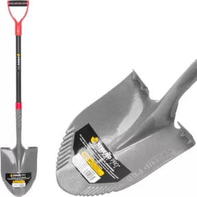   Ásó, Strend Pro Garden Premium ErgoBULL, 115 cm, hegyes fej, szürke/fekete, acél fej, üvegszálas nyél, D markolat, fogazott él, bordázott, vízelvezető kialakítás