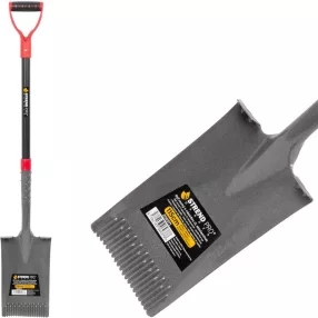   Ásó, Strend Pro Garden Premium ErgoBULL, 115 cm, egyenes fej, szürke/fekete, acél fej, üvegszálas nyél, D markolat, fogazott él, bordázott, vízelvezető kialakítás