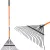 Lombseprű, gereblye, Strend Pro Garden, fekete/narancssárga, 24 fogú, acél fej, üvegszálas nyél, 58 cm munkaszélesség, 120 cm nyél