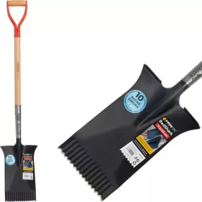   Ásó, Strend Pro Premium RedShark, 115 cm, egyenes fej, fekete, acél fej, fa nyél, D markolat, fogazott él, bordázott