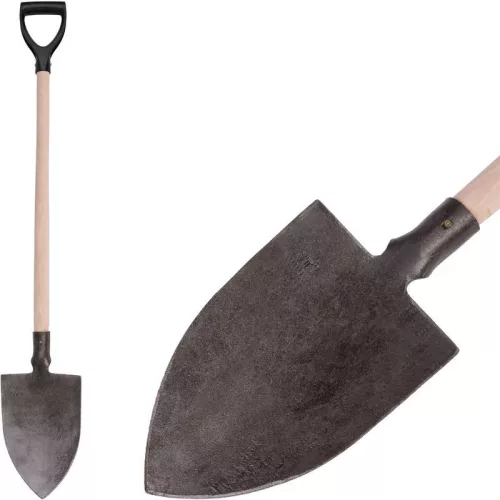 Ásó, Strend Pro Garden Gardex, hegyes fej, sötétszürke, kovácsolt acél fej, fa nyél, D markolat
