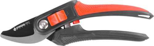 Metszőolló, Strend Pro Garden PS811, fekete/piros, 220 mm, acél penge, maximum 15 mm átmérő