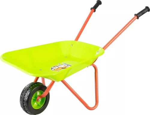Kerti gyerekjáték, Strend Pro Garden, talicska, zöld, 7 l, 76 x 38 x 43 cm, gumírozott műanyag kerék, acél szerkezet, műanyag puttony, 10 kg teherbírás, PVC markolat