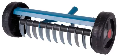 Kerti gereblyefej, Strend Pro Garden R152W, kék, 11 fogú, acél, gyomtalanításhoz, gyepszellőztető, kerekekkel, nyél nélkül