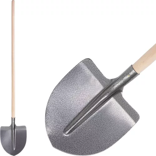 Lapát, Strend Pro Garden S510SLK.WH, szürke, 149 cm, 27 cm munkaszélesség, acél fej, fa nyél, íves