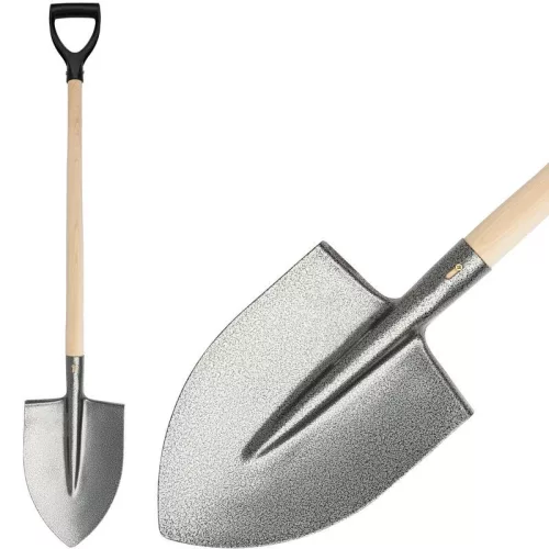 Ásó, Strend Pro Garden S506.WH, hegyes fej, szürke, acél fej, fa nyél, D markolat