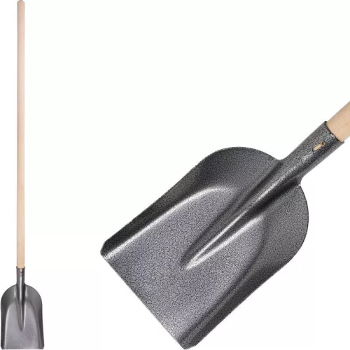 Lapát, Strend Pro Garden S504A.WH 7131, szürke, 130 cm, 18,5 cm munkaszélesség, acél fej, fa nyél, egyenes