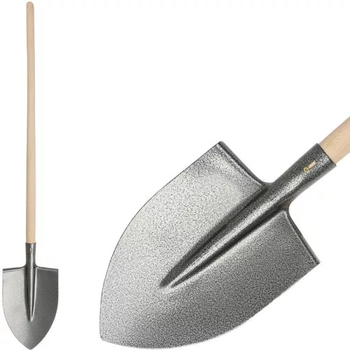 Ásó, Strend Pro Garden S506.WH, hegyes fej, szürke, acél fej, egyenes fa nyél