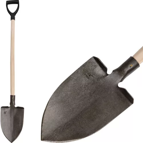 Ásó, Strend Pro Garden Gardex, hegyes fej, sötétszürke, edzett acél fej, fa nyél, D markolat