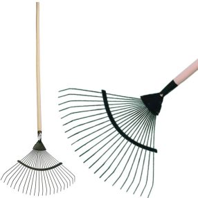   Lombseprű, gereblye, Strend Pro Garden, fekete, 22 fogú, acél fej, fa nyél, 42 cm munkaszélesség, 192 cm nyél