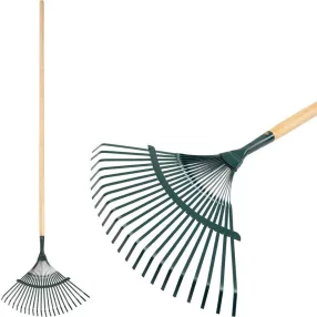   Lombseprű, gereblye, Strend Pro Garden, sötétzöld, 22 fogú, acél fej, fa nyél, 43 cm munkaszélesség, 192 cm nyél