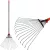 Lombseprű, gereblye, Strend Pro Garden R114, fekete/piros, 15 fogú, acél fej, fém nyél, 19-59 cm munkaszélesség, 79–160 cm nyél, állítható szélesség, teleszkópos nyél