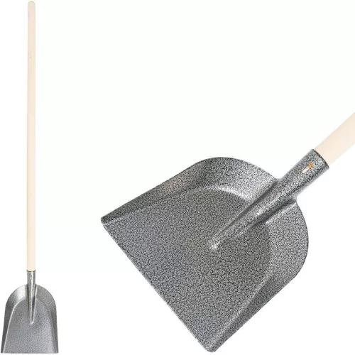 Lapát, Strend Pro Garden S504-3.WH, szürke, 150 cm, 27,5 x 23,5 cm, acél fej, fa nyél, egyenes