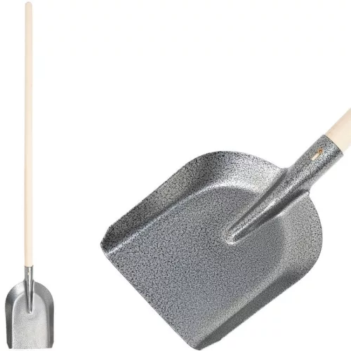 Lapát, Strend Pro Garden S504-4.WH, szürke, 150 cm, 27 x 22 cm, acél fej, fa nyél, egyenes