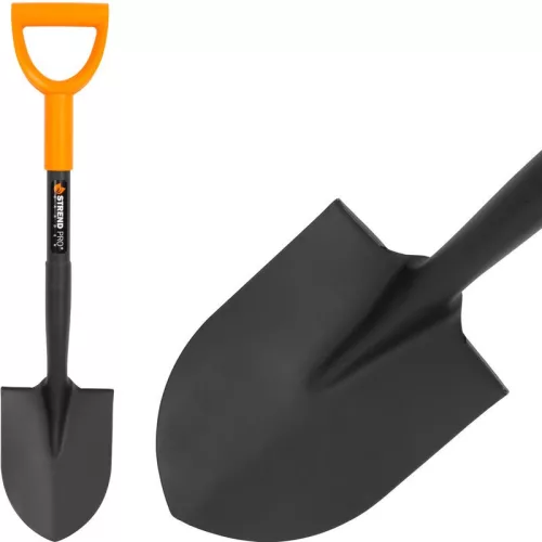Ásó, Strend Pro Garden ErgoLine700, 70 cm, hegyes fej, fekete, acél fej, acél nyél, D markolat, mini