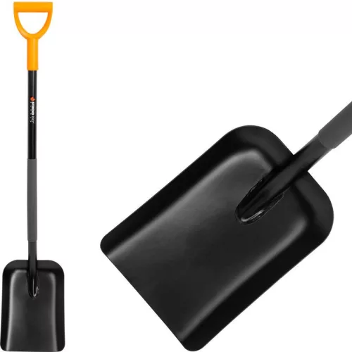 Lapát, Strend Pro Garden ErgoLine1200 MattPowder, fekete, 120 cm, 23 × 29 cm, acél fej, acél nyél, D markolat, egyenes