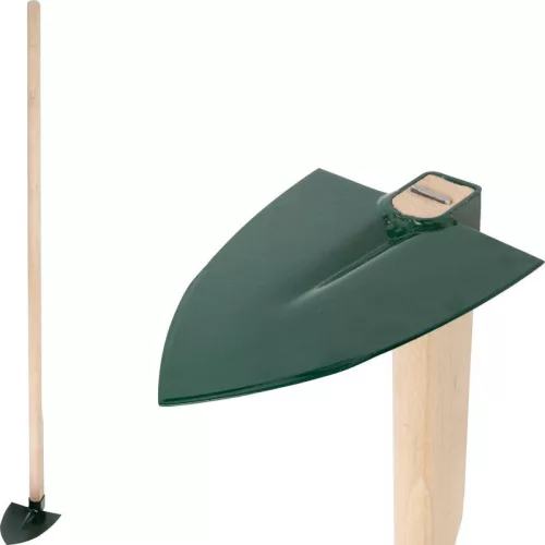 Kerti kapa, Fed, sötétzöld, hegyes, 120 cm nyél, 13 cm munkaszélesség, acél fej, fa nyél