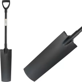   Ásó, Strend Pro Garden, keskeny fej, fekete, acél fej, acél nyél, D markolat, csatornázó