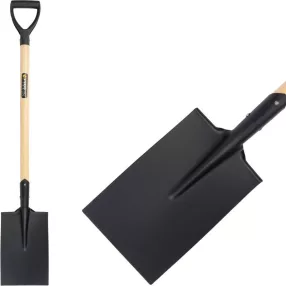   Ásó, Strend Pro Garden, egyenes fej, fekete, acél fej, fa nyél, D markolat