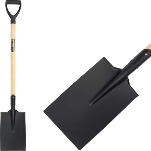 Ásó, Strend Pro Garden, egyenes fej, fekete, acél fej, fa nyél, D markolat