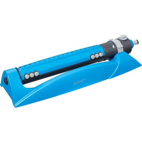 Kerti locsolófej, Aquacraft 280110 Prémium, kék, oszcilláló, 18 fúvóka, állítható áramlás, állítható szélesség, maximum 340 m2 öntözési terület