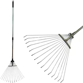   Lombseprű, gereblye, Strend Pro Garden R120, fekete/szürke, 15 fogú, acél fej, fém nyél, 19-45 cm munkaszélesség, 78–158 cm nyél, állítható szélesség, teleszkópos nyél