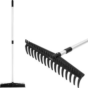   Kerti gereblye, Strend Pro Premium S891-AL, fekete/ezüst, 16 fogú, műanyag fej, alumínium nyél, 44,5 cm munkaszélesség, kétoldalas, simító éllel, teleszkópos nyél