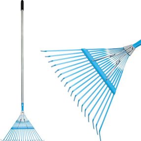   Lombseprű, gereblye, Aquacraft 380362, kék/ezüst, 18 fogú, acél fej, alumínium nyél, 47 cm munkaszélesség, 120 cm nyél