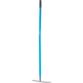   Kerti gereblye, Aquacraft 380382, kék/szürke, 14 fogú, acél fej, fém nyél, 36 cm munkaszélesség, 140 cm nyél