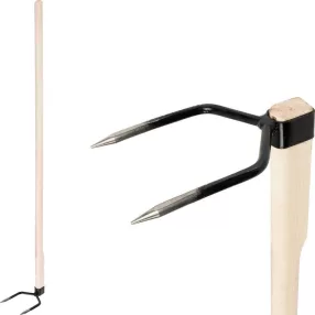   Kézi kultivátor, Strend Pro Garden, fekete, 120 cm, acél, fa nyél, talajlazító, 2 karom, ágyásokhoz