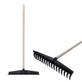   Kerti gereblye, Strend Pro Premium S891, fekete, 16 fogú, műanyag fej, fa nyél, 44,5 cm munkaszélesség
