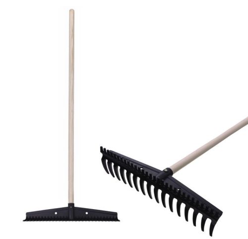 Kerti gereblye, Strend Pro Premium S891, fekete, 16 fogú, műanyag fej, fa nyél, 44,5 cm munkaszélesség