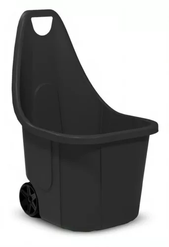 Kétkerekű kocsi, Strend Pro Garden Blumax Caddy, 60 l, fekete, 50 x 60 x 84 cm, újrahasznosított műanyag, időjárásálló, max. 40 kg teherbírás, kerti hulladékhoz