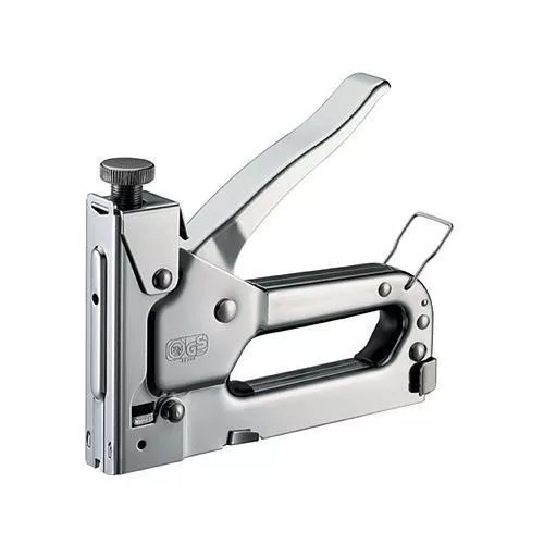 Kézi tűzőgép, szögbelövő, Strend Pro Premium SG610, ezüst, 6–14 mm / 10-12 mm kapocshossz, C / B kapcsokhoz, 10-14 mm szeghossz, acél burkolat, acél mechanika, kárpitos