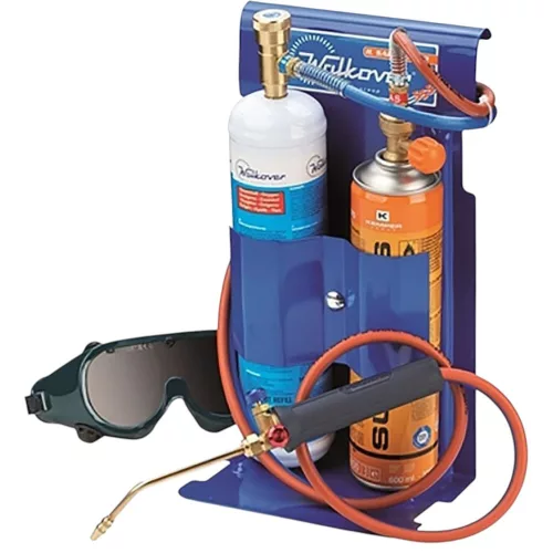 Autogén hegesztőkészlet, Kemper 555D, 600 ml, hordozható, 0,5 mm fúvóka + 0,65 mm tartalék fúvóka, 2 m tömlő, oxigén és Supergas patron